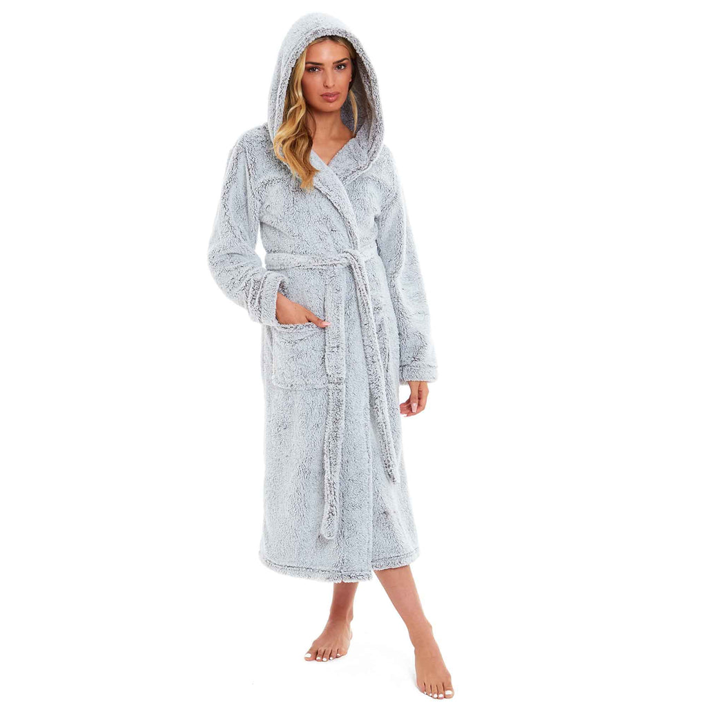 Daisy Dreamer Women's Fleece Hooded Robe Snuggle Touch Velvet-Soft Loungewear UK Sizes