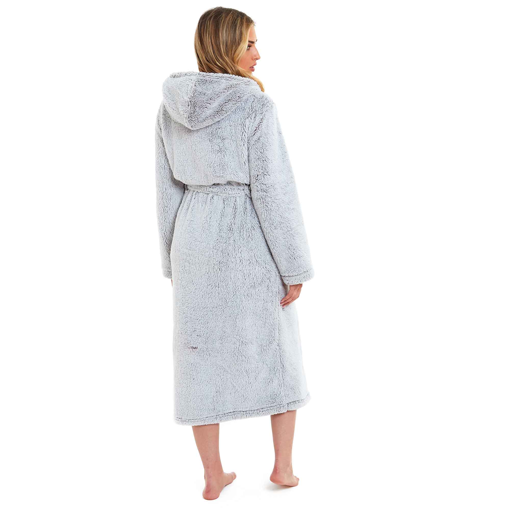 Daisy Dreamer Women's Fleece Hooded Robe Snuggle Touch Velvet-Soft Loungewear UK Sizes