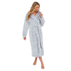 Daisy Dreamer Women's Fleece Hooded Robe Snuggle Touch Velvet-Soft Loungewear UK Sizes