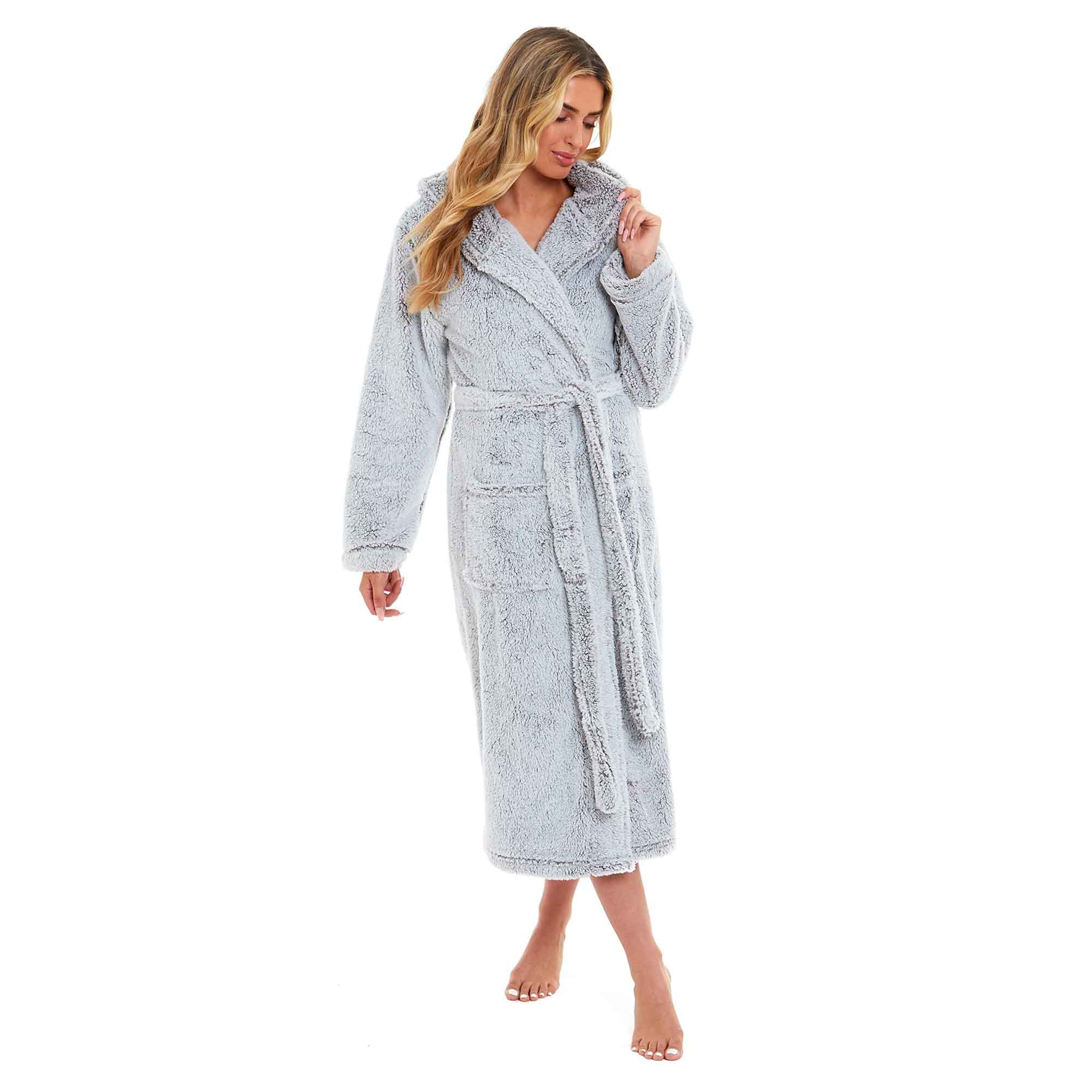 Daisy Dreamer Women's Fleece Hooded Robe Snuggle Touch Velvet-Soft Loungewear UK Sizes