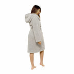 Daisy Dreamer Womens Grey Teddy Fleece Hooded Bath Robe Ultra Soft Premium Loungewear