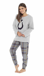Daisy Dreamer Womens Teddy Fleece Pyjama Set Penguin Design Ultra Soft Cosy Sleepwear