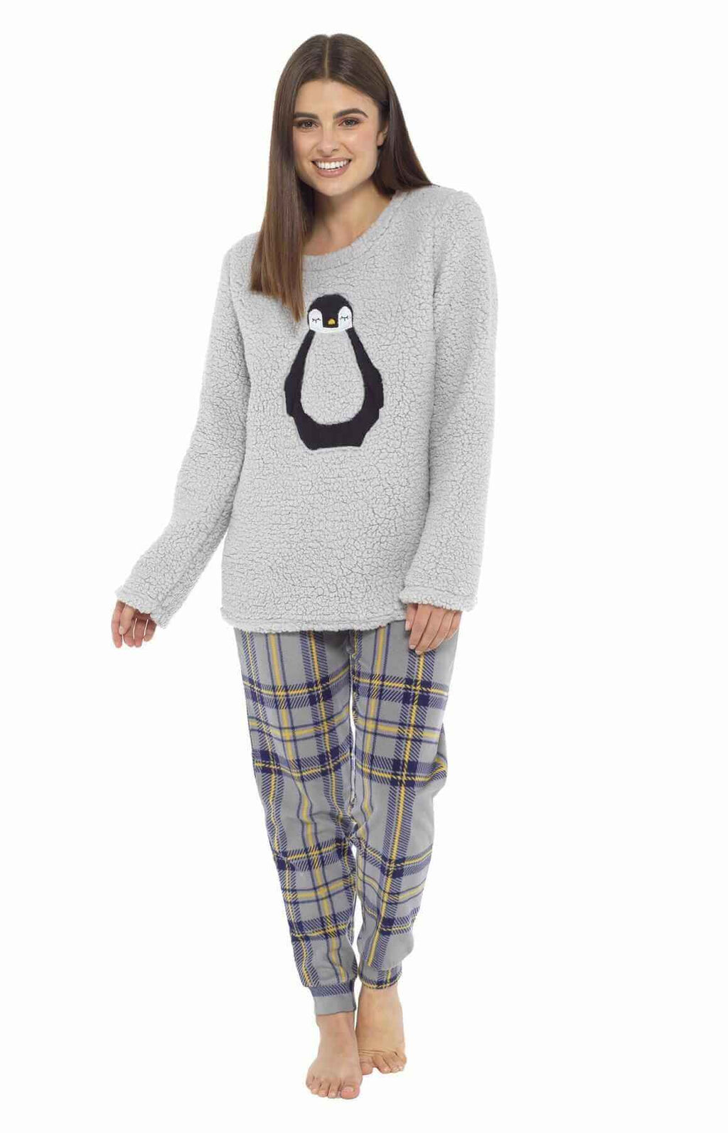 Daisy Dreamer Womens Teddy Fleece Pyjama Set Penguin Design Ultra Soft Cosy Sleepwear