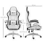 Vinsetto Computer Gaming Chair, PU Leather Desk Chair with Footrest, Swivel Task Chair with 135\'c2\'b0 Reclining Back and Lumbar Support, PC Chair for Adults, White and Black