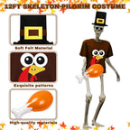UMEELR Pilgrim 12ft Skeleton Shirt & Hat Set with Inflatable Turkey Leg