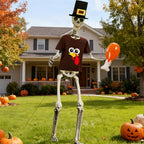 UMEELR Pilgrim 12ft Skeleton Shirt & Hat Set with Inflatable Turkey Leg