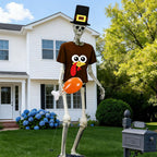UMEELR Pilgrim 12ft Skeleton Shirt & Hat Set with Inflatable Turkey Leg