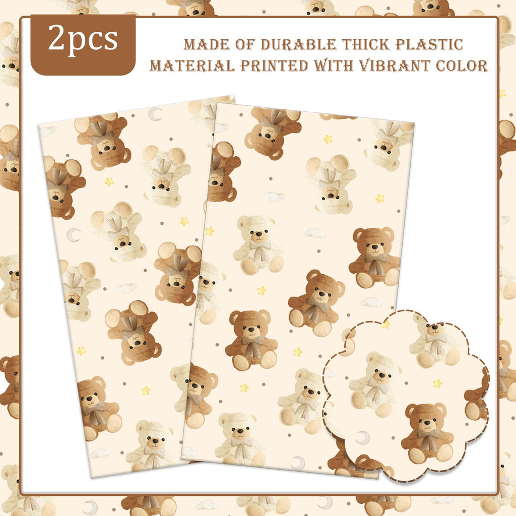 umoni Teddy Bear Tablecloth 2PCS – Rectangle Brown Bear Theme Party Decor for Baby Showers & Teddy Bear Birthdays