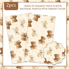 umoni Teddy Bear Tablecloth 2PCS – Rectangle Brown Bear Theme Party Decor for Baby Showers & Teddy Bear Birthdays