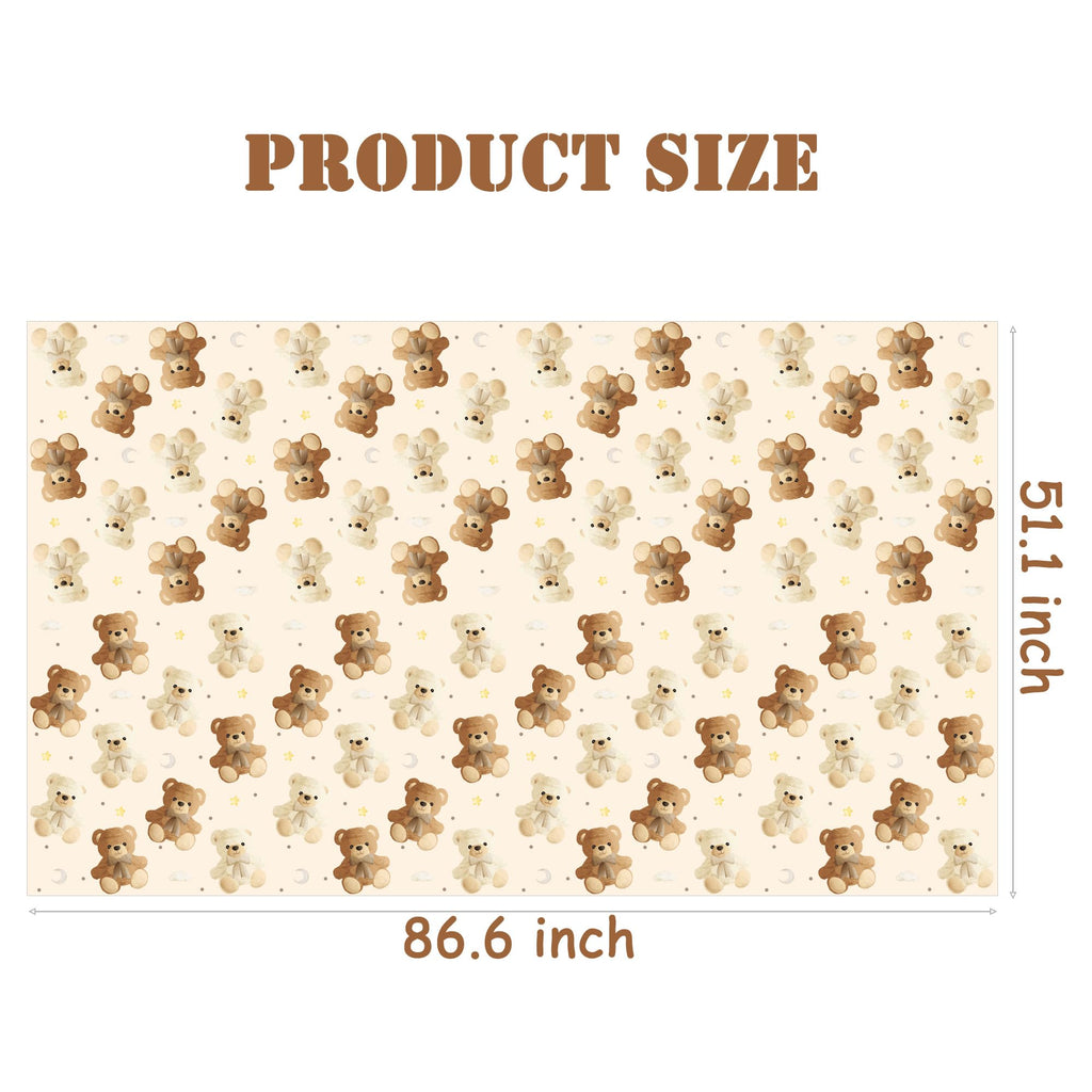 umoni Teddy Bear Tablecloth 2PCS – Rectangle Brown Bear Theme Party Decor for Baby Showers & Teddy Bear Birthdays
