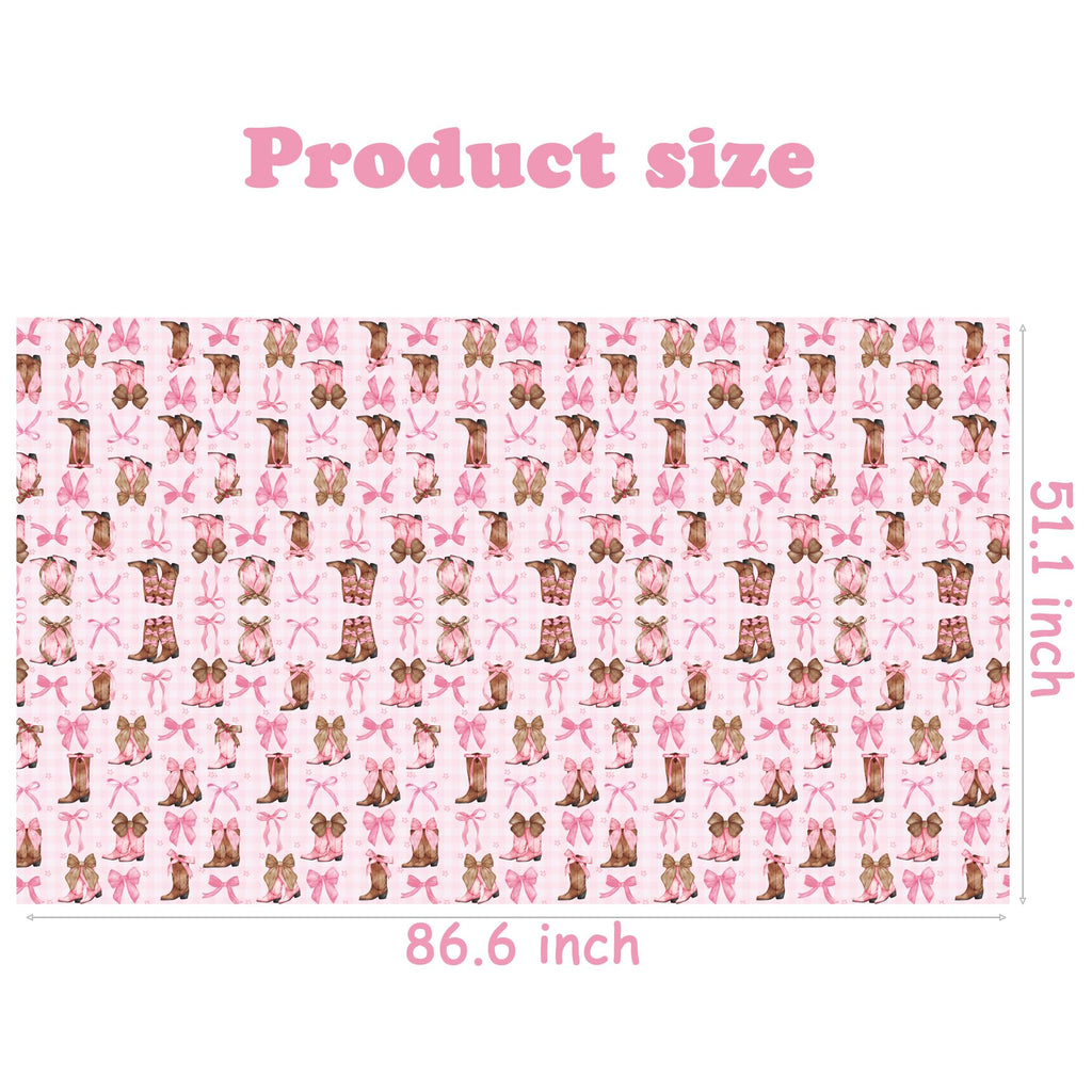 umoni Coquette Cowgirl Tablecloth 2PCS – Pink Boots Western Party Decor
