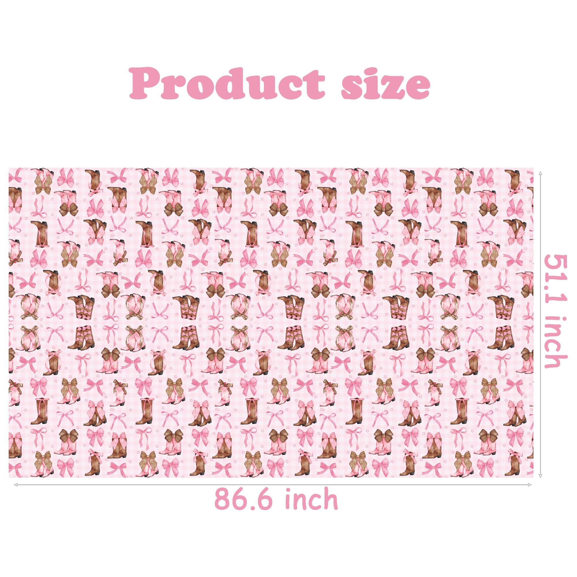 umoni Coquette Cowgirl Tablecloth 2PCS – Pink Boots Western Party Decor