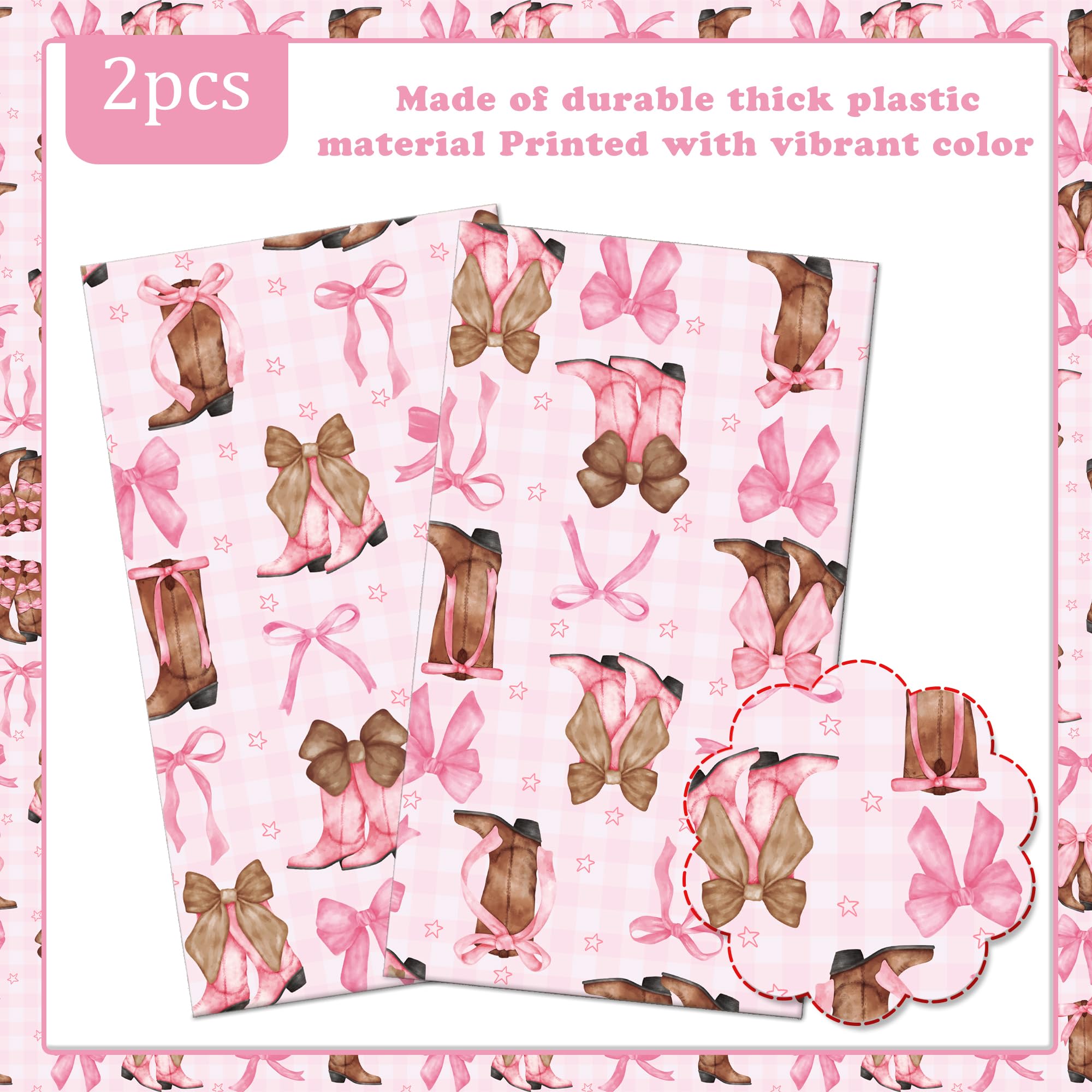 umoni Coquette Cowgirl Tablecloth 2PCS – Pink Boots Western Party Decor