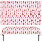 umoni Coquette Cowgirl Tablecloth 2PCS – Pink Boots Western Party Decor