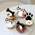 Umoni Puppy Paw Print Cupcake Toppers – 48PCS Black & White Dog Birthday Picks