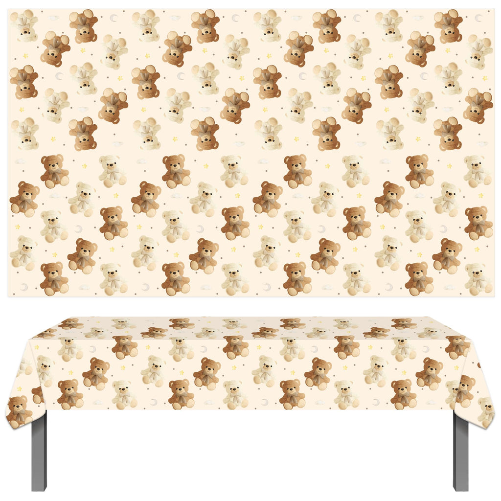 umoni Teddy Bear Tablecloth 2PCS – Rectangle Brown Bear Theme Party Decor for Baby Showers & Teddy Bear Birthdays