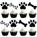 Umoni Puppy Paw Print Cupcake Toppers – 48PCS Black & White Dog Birthday Picks