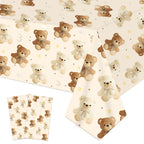 umoni Teddy Bear Tablecloth 2PCS – Rectangle Brown Bear Theme Party Decor for Baby Showers & Teddy Bear Birthdays