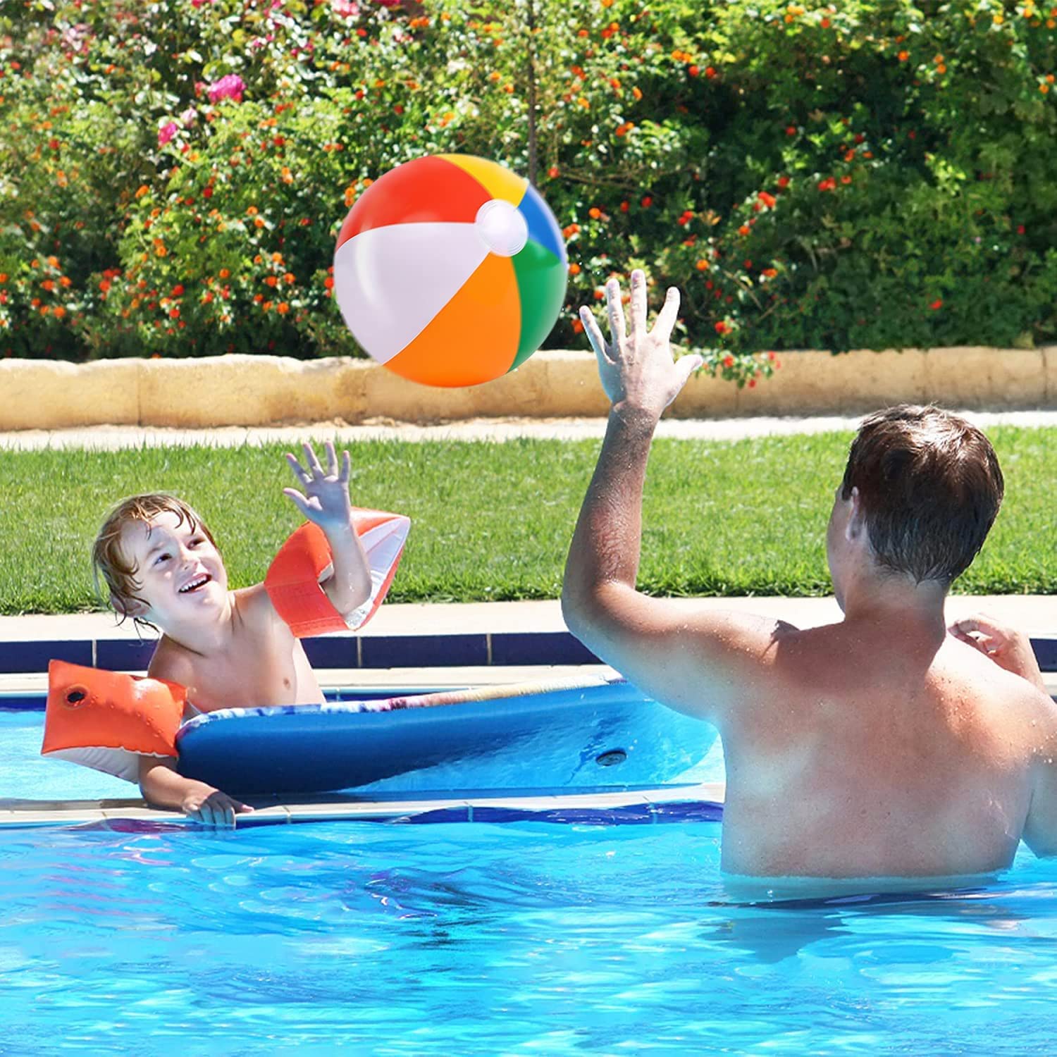 UMUACCAN Beach Ball 12 Pack - 12'' Inflatable Beach Balls for Kids | Pool & Beach Toys, Hawaiian Theme Party Favors