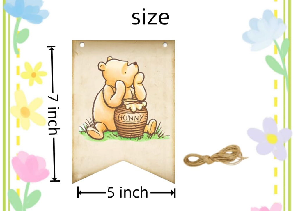 Unbala Classic Winnie Oh Baby Banner – Pooh Baby Shower & First Birthday Decor (5x7 inches)