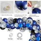 UniBirthLon Navy Blue & Silver 18th Birthday Yard Decor Kit – 66pc Balloons, Banner & Foil Number Backdrop