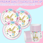 Unicorn Birthday Party Supplies Set – All-in-One Decor Kit with Plates, Cups, Napkins & More | Best Value