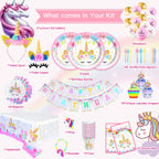 Unicorn Birthday Party Supplies Set – All-in-One Decor Kit with Plates, Cups, Napkins & More | Best Value