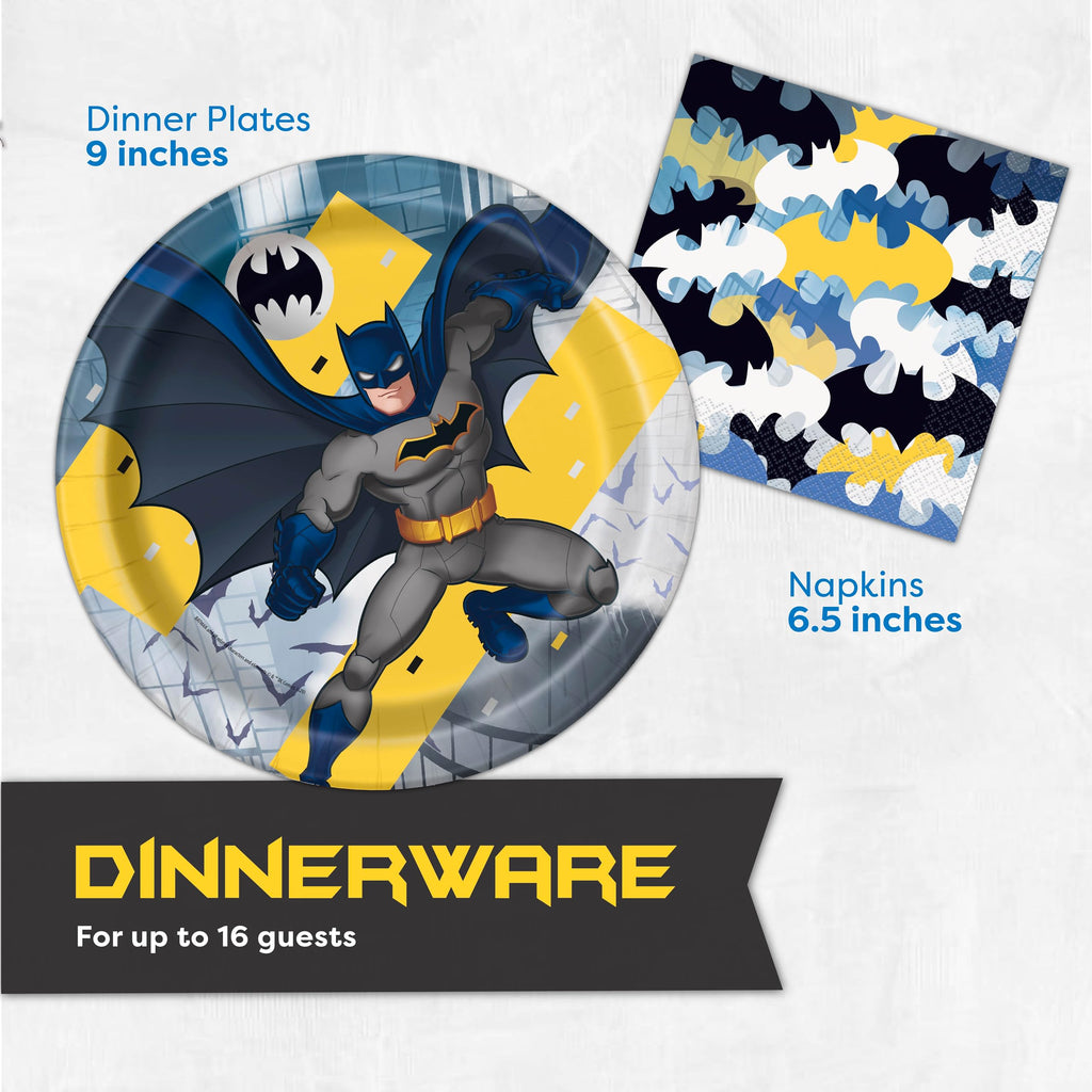 Unique Batman Birthday Party Supplies for 16 Guests | Banner, Table Cover, Masks & Plates