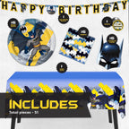 Unique Batman Birthday Party Supplies for 16 Guests | Banner, Table Cover, Masks & Plates