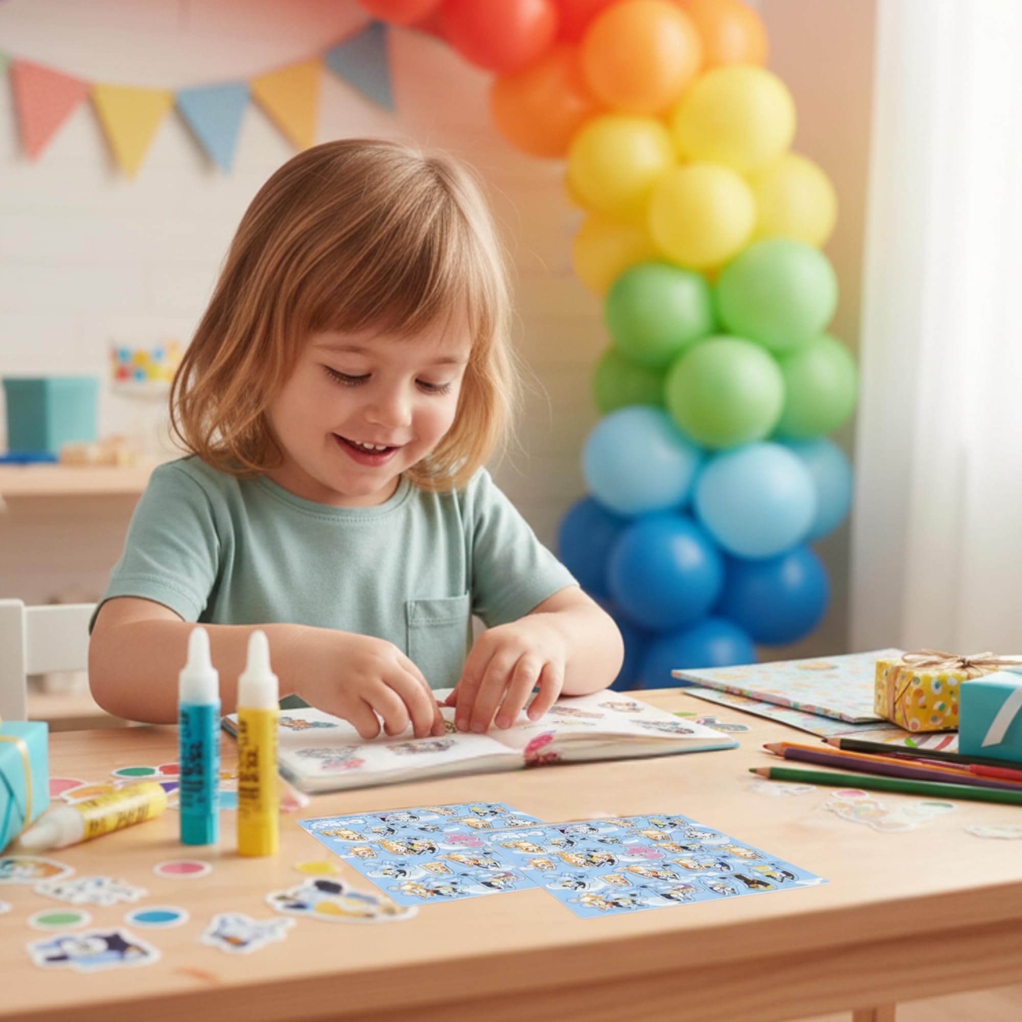 Unique Bluey Cups with Stickers – 16 Paper Cups, 4 Sticker Sheets | Officially Licensed Party Supplies