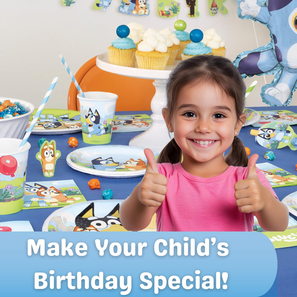 Unique Bluey Cups with Stickers – 16 Paper Cups, 4 Sticker Sheets | Officially Licensed Party Supplies