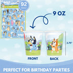 Unique Bluey Cups with Stickers – 16 Paper Cups, 4 Sticker Sheets | Officially Licensed Party Supplies