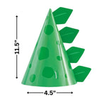 Unique Green Cone Dinosaur Party Hats (Pack of 8) – Dino Birthday Party Kit