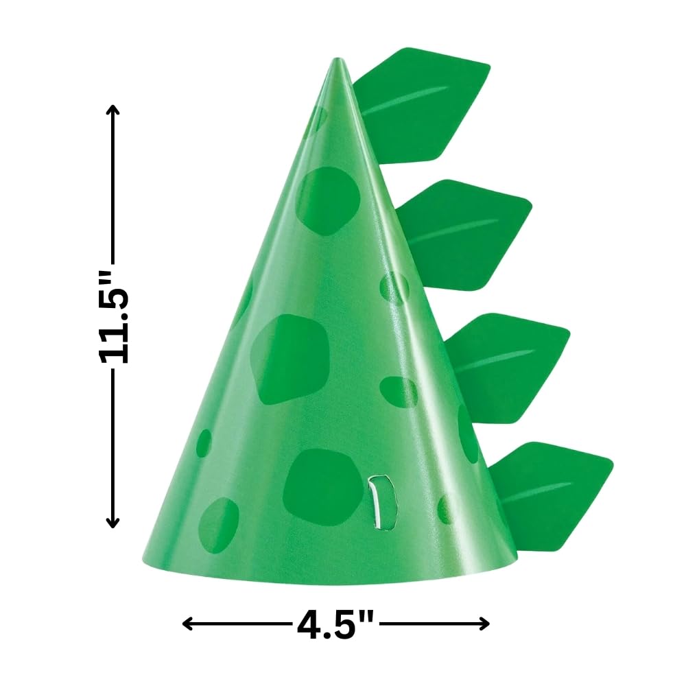 Unique Green Cone Dinosaur Party Hats (Pack of 8) – Dino Birthday Party Kit