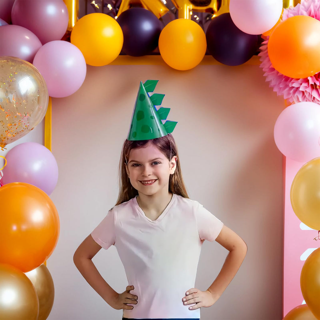 Unique Green Cone Dinosaur Party Hats (Pack of 8) – Dino Birthday Party Kit