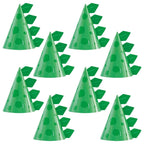 Unique Green Cone Dinosaur Party Hats (Pack of 8) – Dino Birthday Party Kit