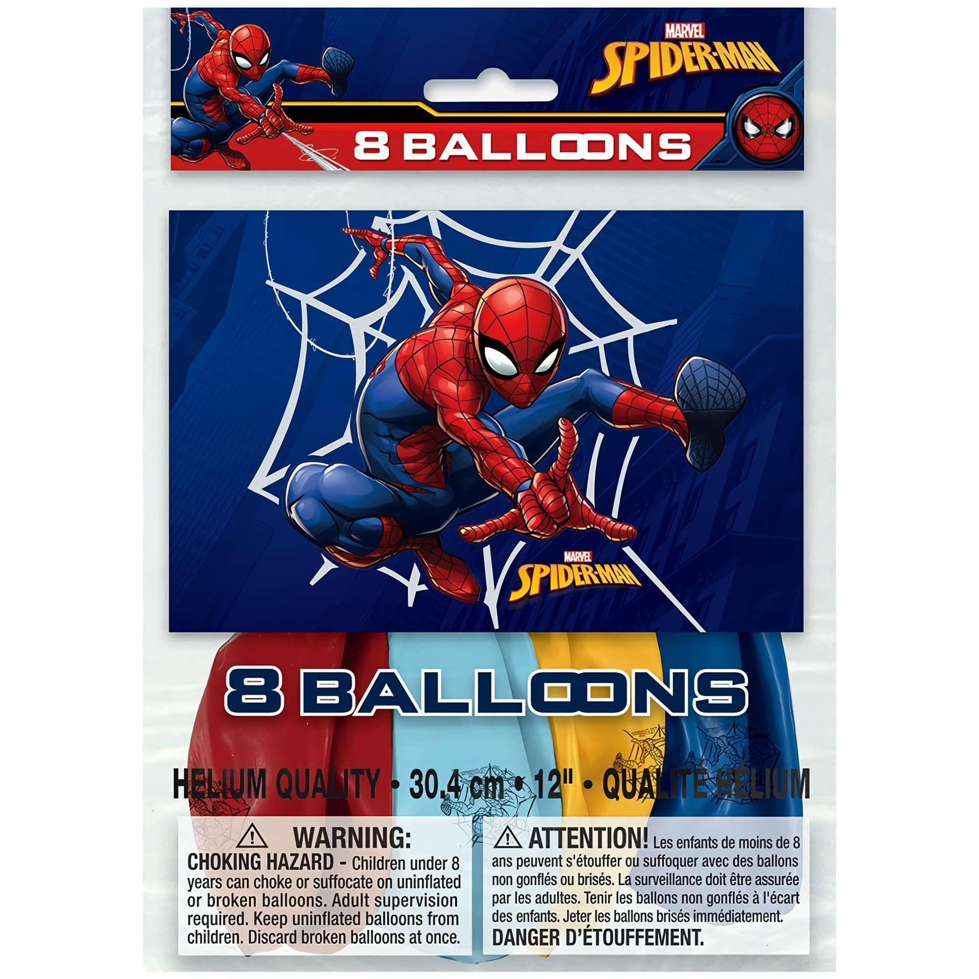 Unique Spider-Man Party Latex Balloons - 12in | Assorted Colors | 8 Pcs
