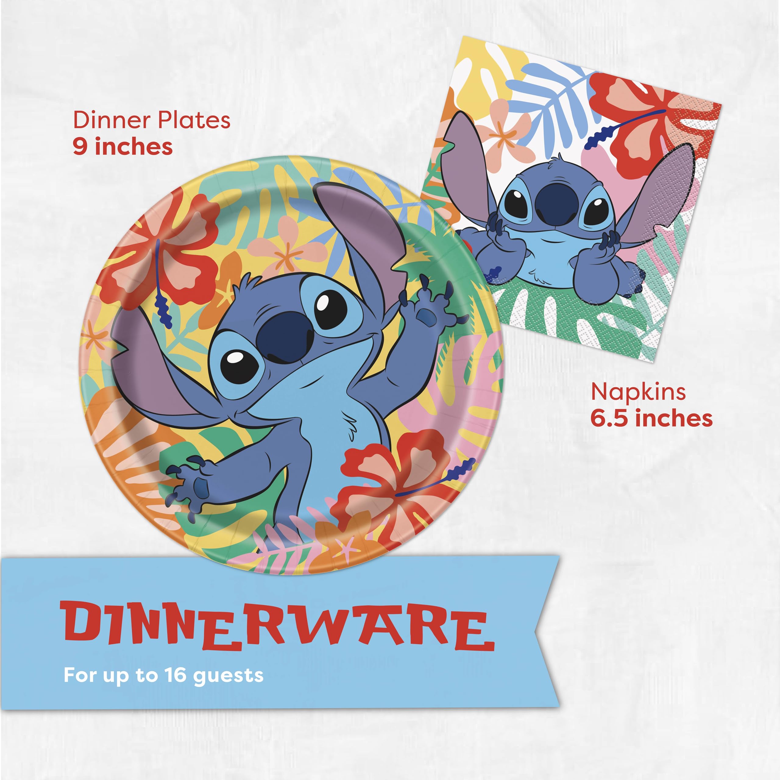 Unique Lilo and Stitch Birthday Decorations for 16 | Banner, Table Cover, Balloons, Plates & Napkins | Officially Licensed
