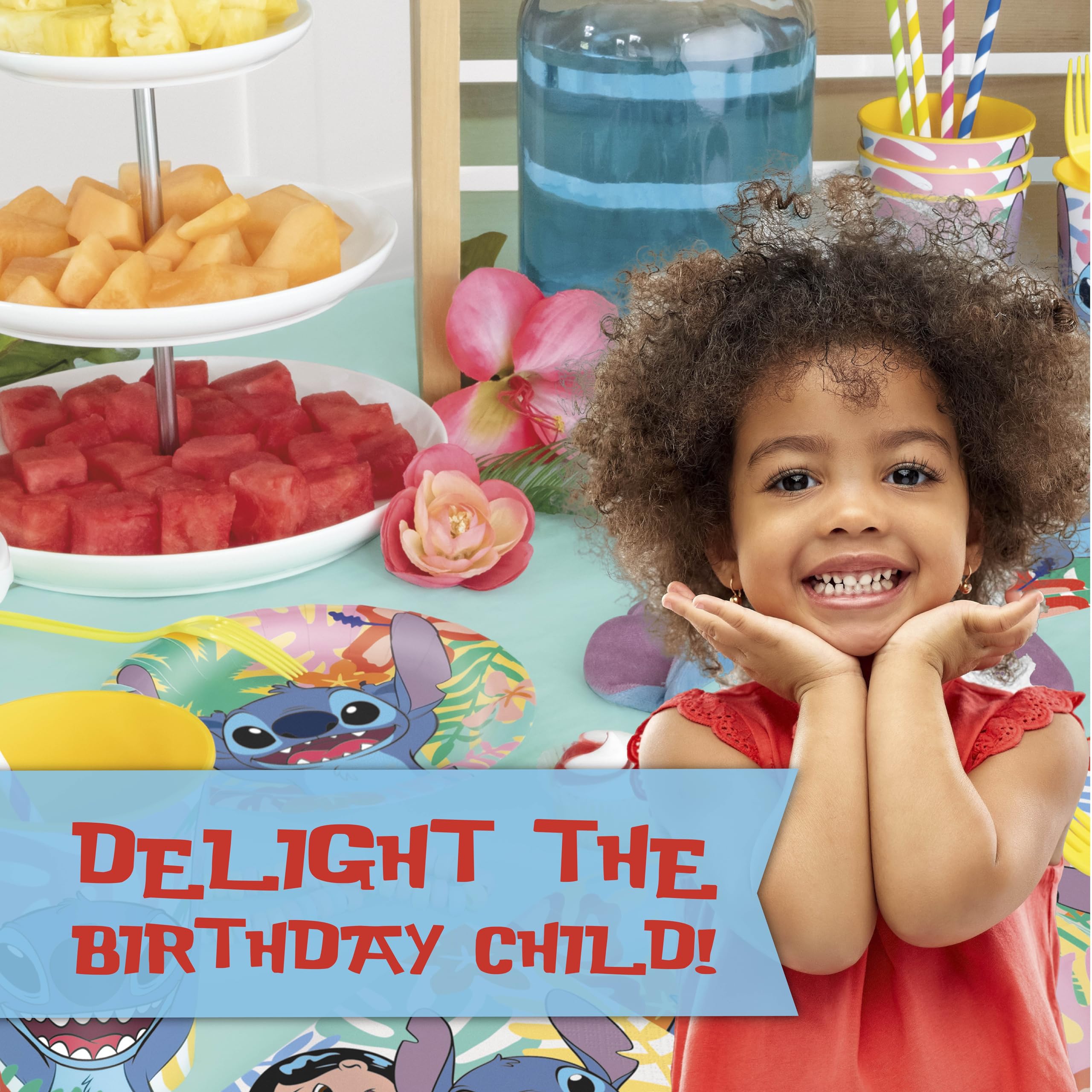 Unique Lilo and Stitch Birthday Decorations for 16 | Banner, Table Cover, Balloons, Plates & Napkins | Officially Licensed