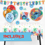 Unique Lilo and Stitch Birthday Decorations for 16 | Banner, Table Cover, Balloons, Plates & Napkins | Officially Licensed