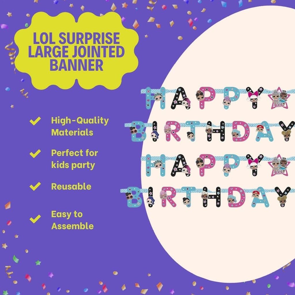 Unique Multicolor LOL Surprise Jointed Banner – Large, Easy Assembly & Reusable Paper Decor