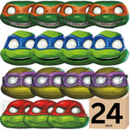 Unique Ninja Turtle Masks for Kids Party - 24 Count | TMNT Birthday Favors & Officially Licensed - Includes Checklist
