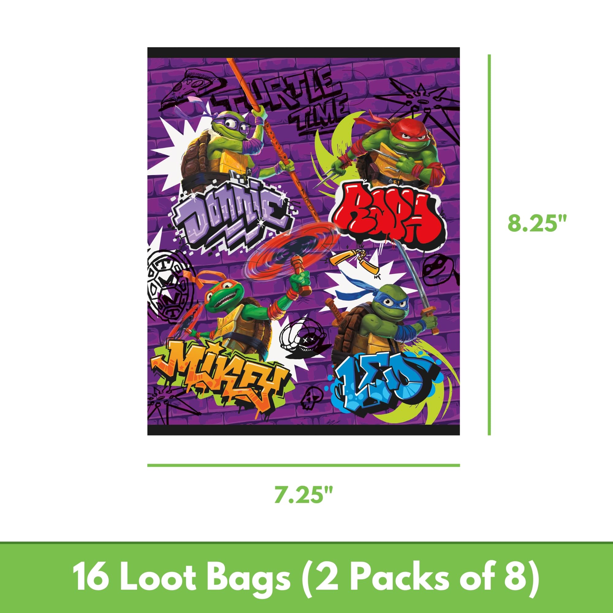 Unique Ninja Turtle Party Favors Pack – 16 Guests, TMNT Bags, Stickers, Mini Skateboards