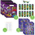 Unique Ninja Turtle Party Favors Pack – 16 Guests, TMNT Bags, Stickers, Mini Skateboards