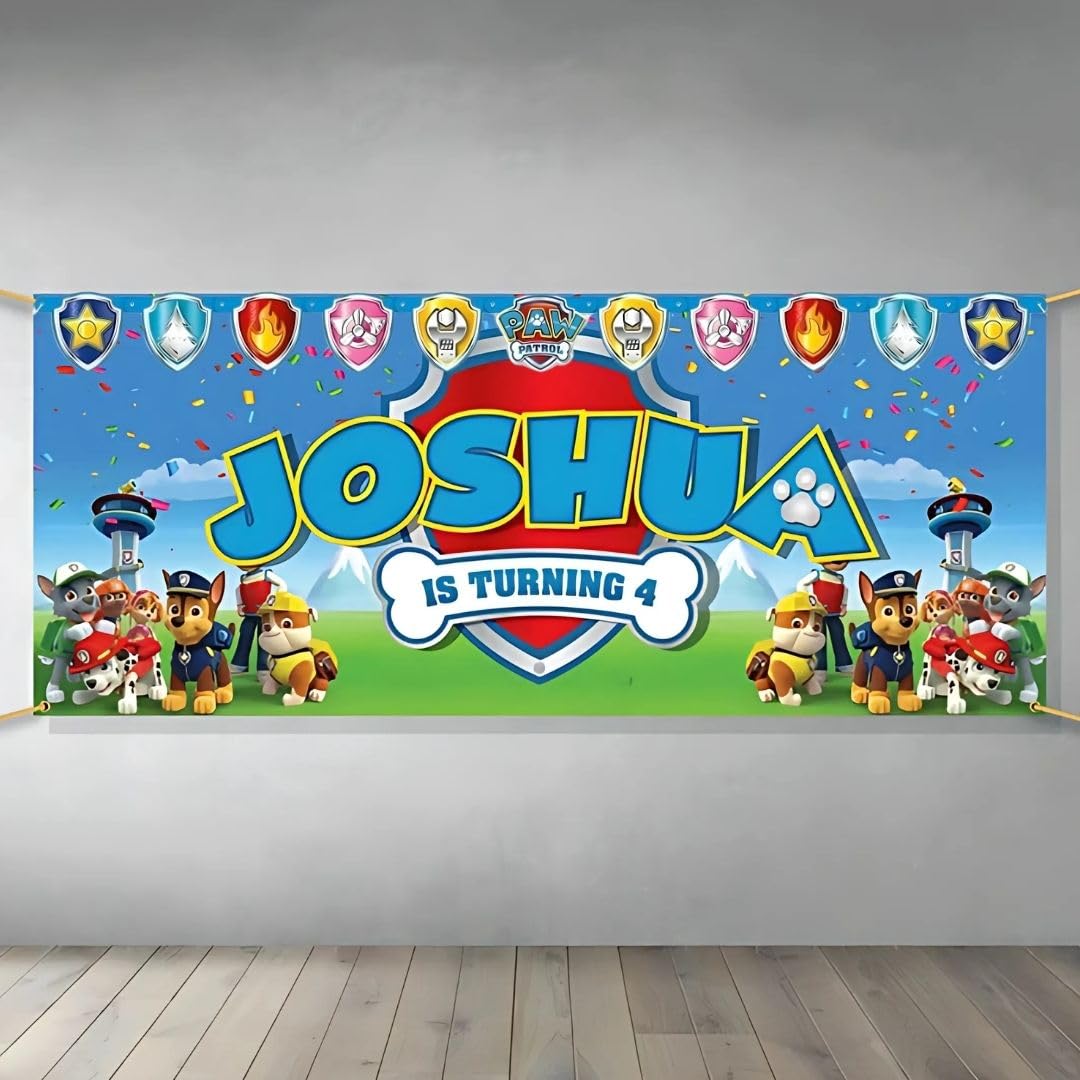 Unique Paw Patrol Large Jointed Banner (1 Pc.) - Colorful Kids Birthday Decoration
