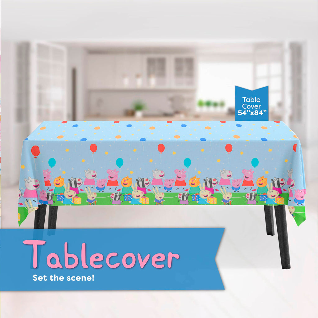 Unique Peppa Pig Birthday Party Supplies for 16 Guests – Table Cover, Plates, Napkins, Cups & Sticker