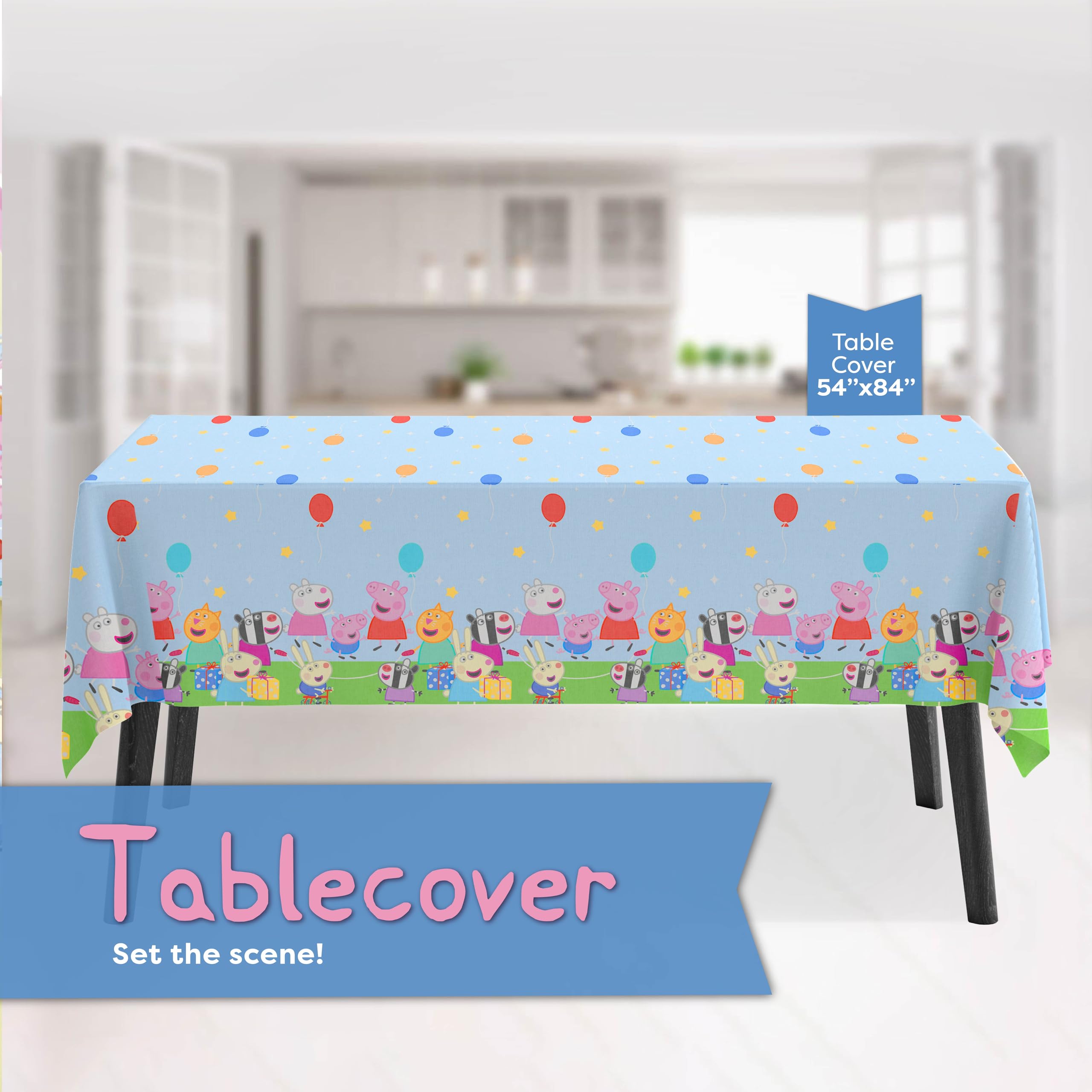 Unique Peppa Pig Birthday Party Supplies for 16 Guests – Table Cover, Plates, Napkins, Cups & Sticker