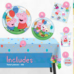 Unique Peppa Pig Birthday Party Supplies for 16 Guests – Table Cover, Plates, Napkins, Cups & Sticker