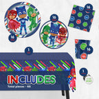 PJ Masks Birthday Party Supplies Set for 16 Guests | Decor, Plates, Cups & Button | Unique