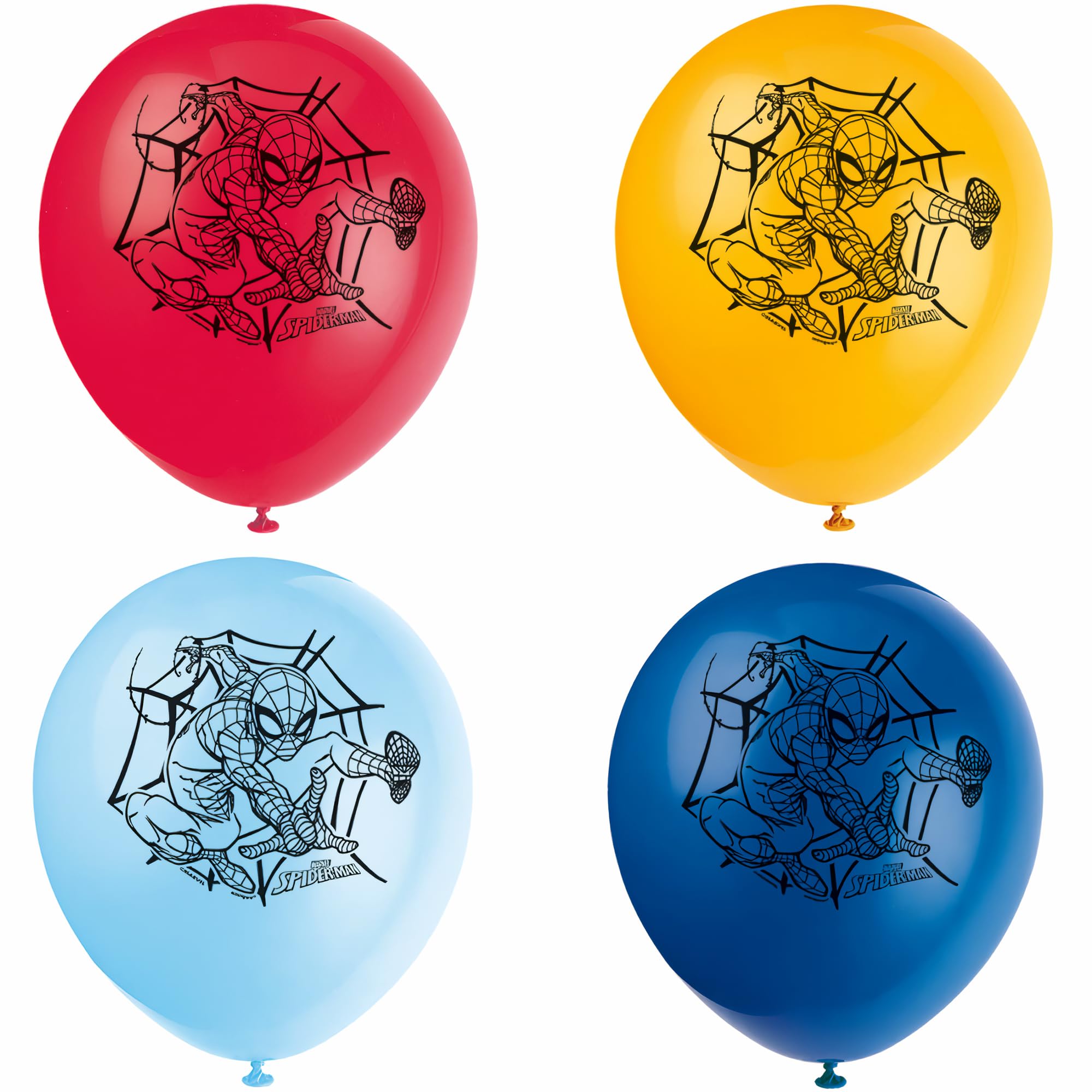 Unique Spider-Man Party Latex Balloons - 12in | Assorted Colors | 8 Pcs